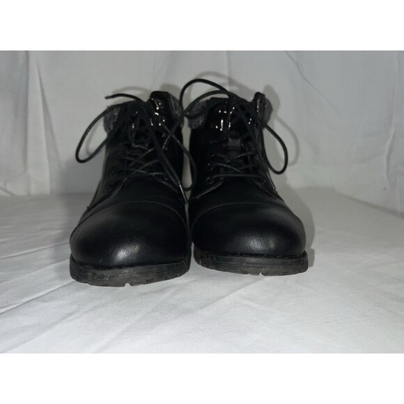 Women's Size 8.5 Riversoft Black Faux Leather Combat Boots - Picture 7 of 11